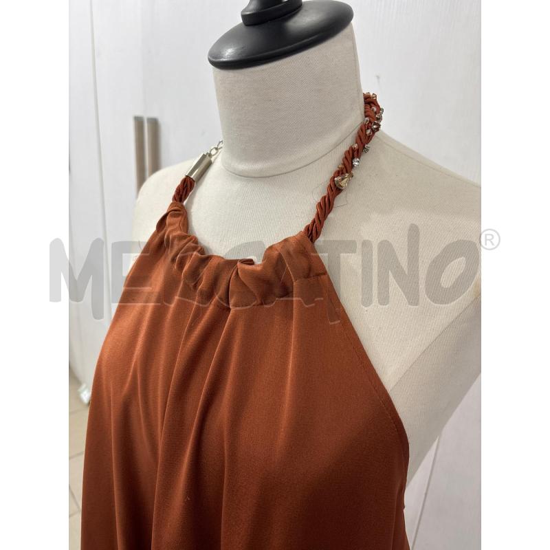 VESTITO DONNA PINKO MARRONE SATINATO INSERTO AL COLLO  | Mercatino dell'Usato Benevento 2