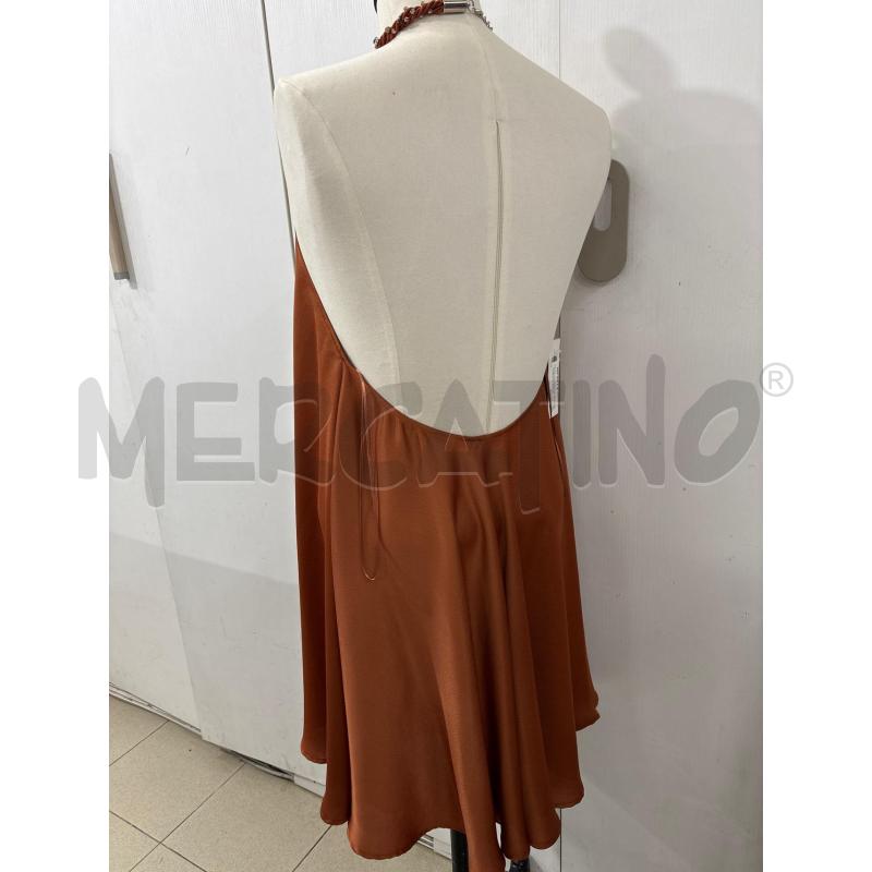 VESTITO DONNA PINKO MARRONE SATINATO INSERTO AL COLLO  | Mercatino dell'Usato Benevento 3