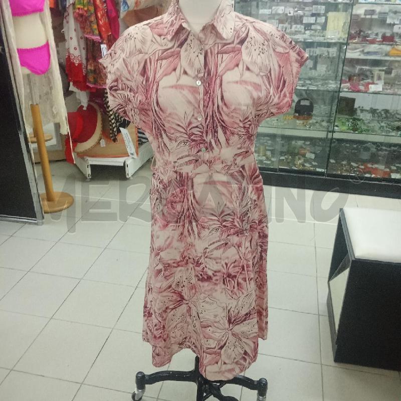 VESTITO DONNA ROSA ROSSO DISEGNO FOGLIE MEZZI BOTTONI RINASCIMENTO | Mercatino dell'Usato Benevento 1