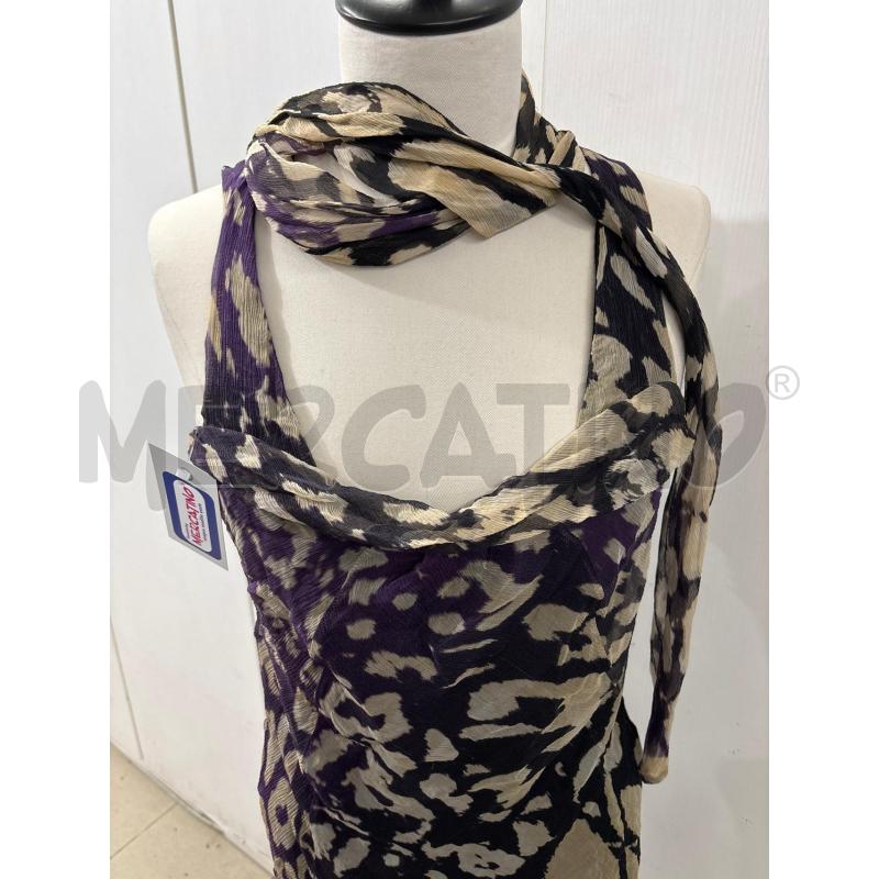 VESTITO DONNA TOYG FANTASIA BEIGE VIOLA CON SCIARPINA COLLO | Mercatino dell'Usato Benevento 2