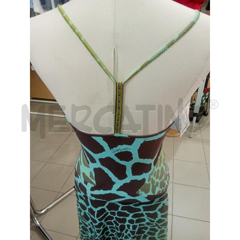 VESTITO DONNA VERDE E MARRONE FANTASIA ANIMALIER BRETELLINE JUST CAVALLI | Mercatino dell'Usato Benevento 3