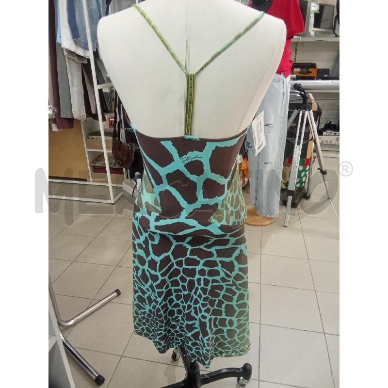 VESTITO DONNA VERDE E MARRONE FANTASIA ANIMALIER BRETELLINE JUST CAVALLI | Mercatino dell'Usato Benevento 4