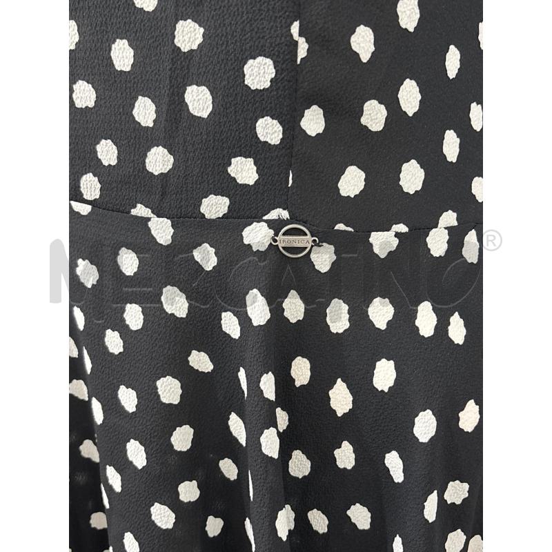 VESTITO DONNA  NERO POIS BIANCHI IRONICA BALZE ASIMMETRICHE | Mercatino dell'Usato Benevento 2