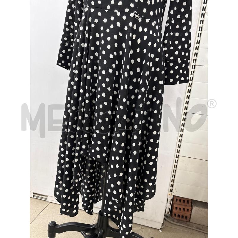VESTITO DONNA  NERO POIS BIANCHI IRONICA BALZE ASIMMETRICHE | Mercatino dell'Usato Benevento 3