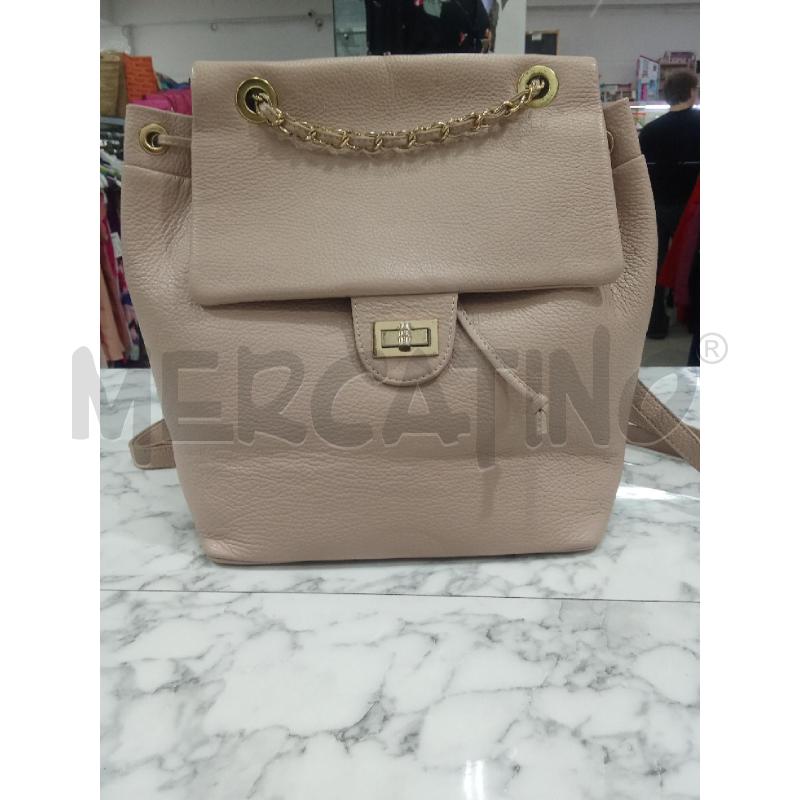 ZAINETTO DONNA PELLE ROSA CATENA DORATA GENUINE L | Mercatino dell'Usato Benevento 1
