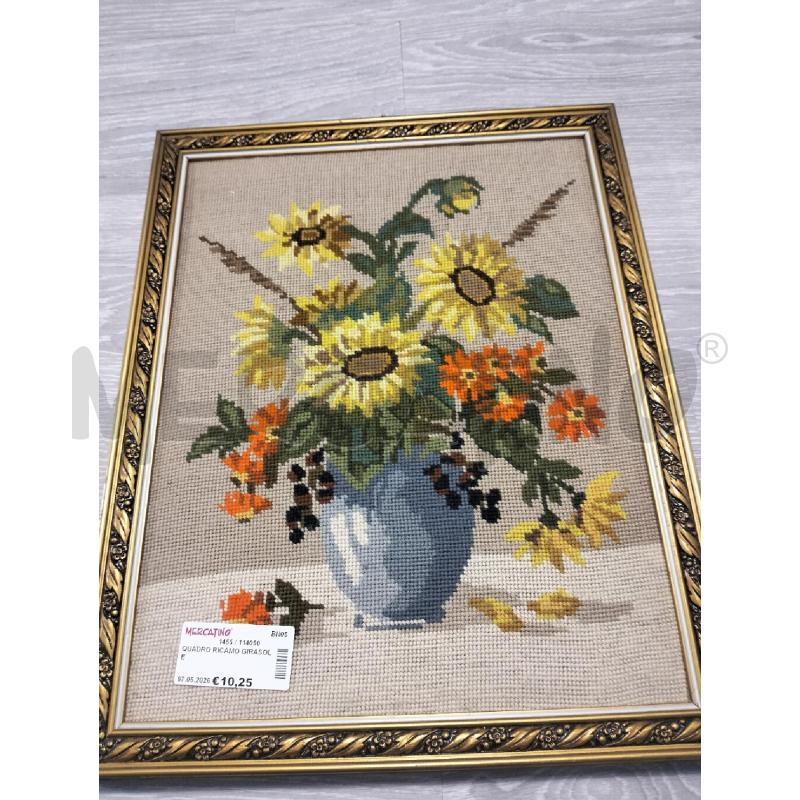 QUADRO RICAMO GIRASOLE | Mercatino dell'Usato San salvatore telesino 1