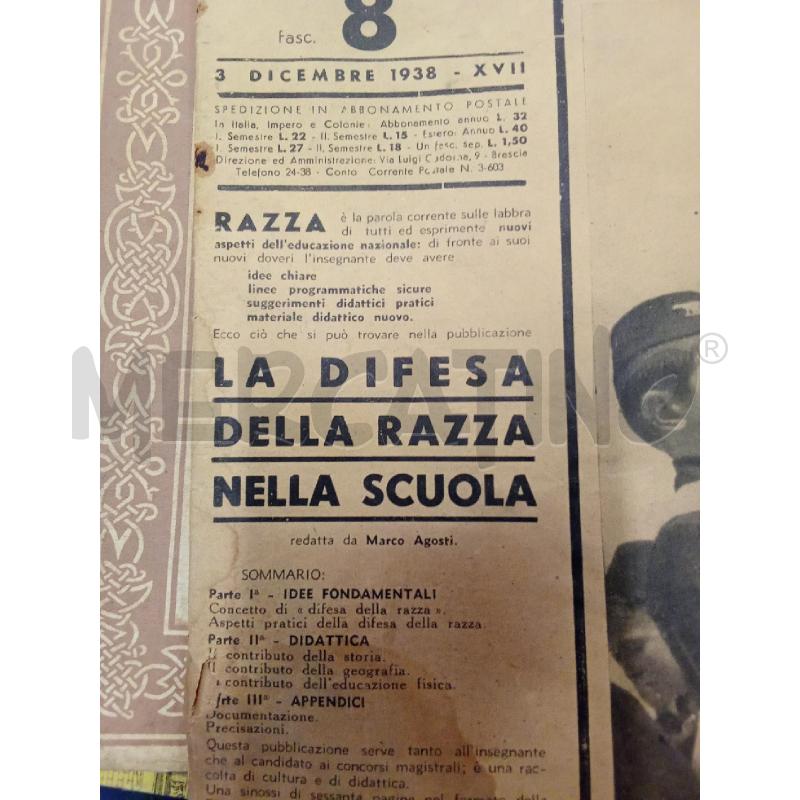 3 DICEMBRE 1938 XVII SCUOLA ITALIANA MODERNA LA DIFESA DELLA RAZZA NELLA SCUOLA | Mercatino dell'Usato San giorgio del sannio 2