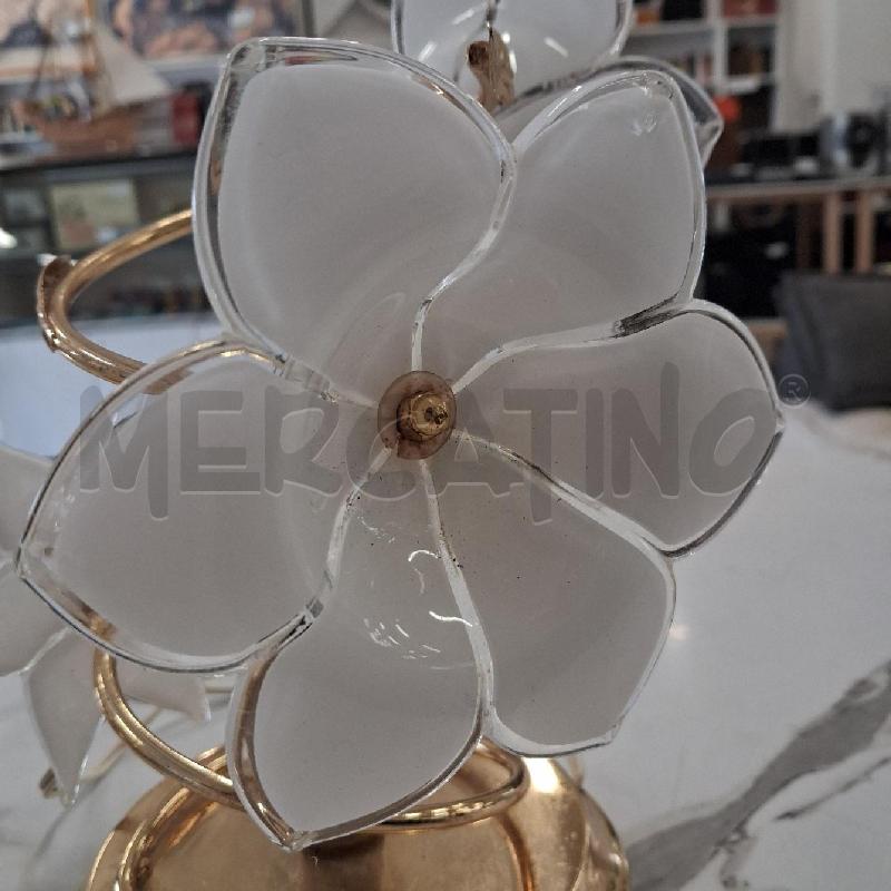 ABAT JOUR COPPIA DORATE FIORE VETRO BIANCO  | Mercatino dell'Usato San giorgio del sannio 4
