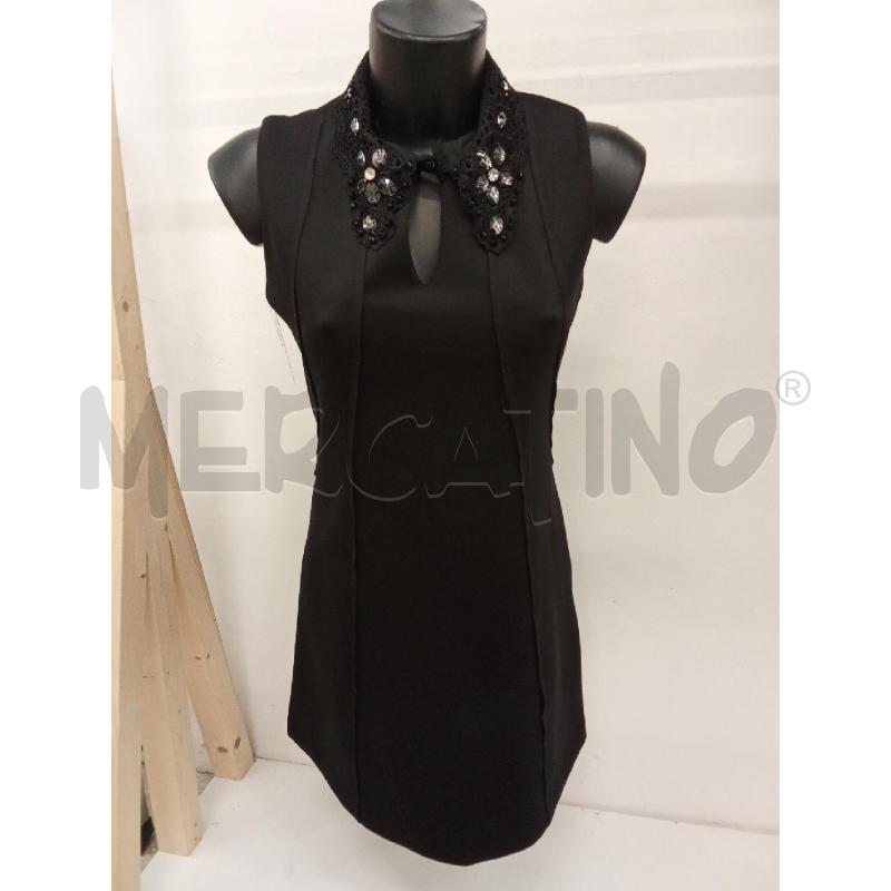 ABITO DONNA NERO TUBINO COLLETTO IMPREZIOSITO GIOIELLO RINASCIMENTO  | Mercatino dell'Usato San giorgio del sannio 1