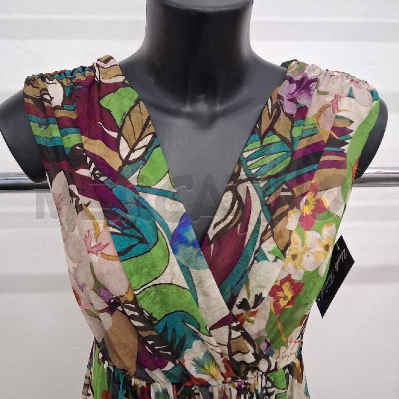 ABITO DONNA VELO BEIGE FIORI VERDI VIOLA  | Mercatino dell'Usato San giorgio del sannio 2