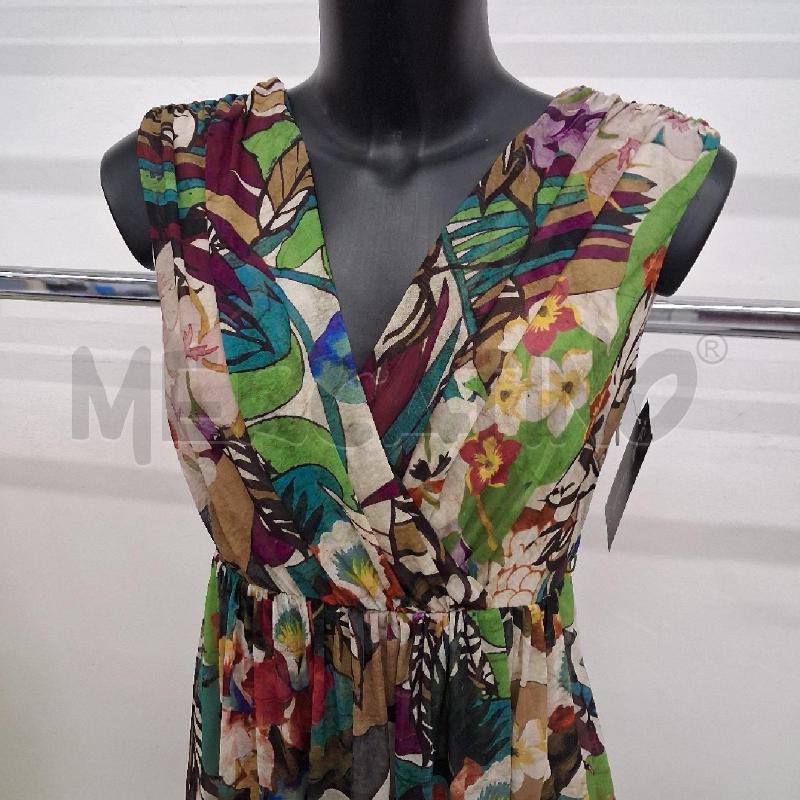 ABITO DONNA VELO BEIGE FIORI VERDI VIOLA  | Mercatino dell'Usato San giorgio del sannio 3