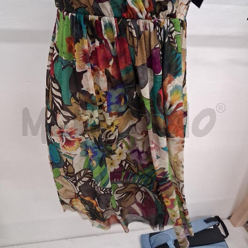 ABITO DONNA VELO BEIGE FIORI VERDI VIOLA  | Mercatino dell'Usato San giorgio del sannio 4