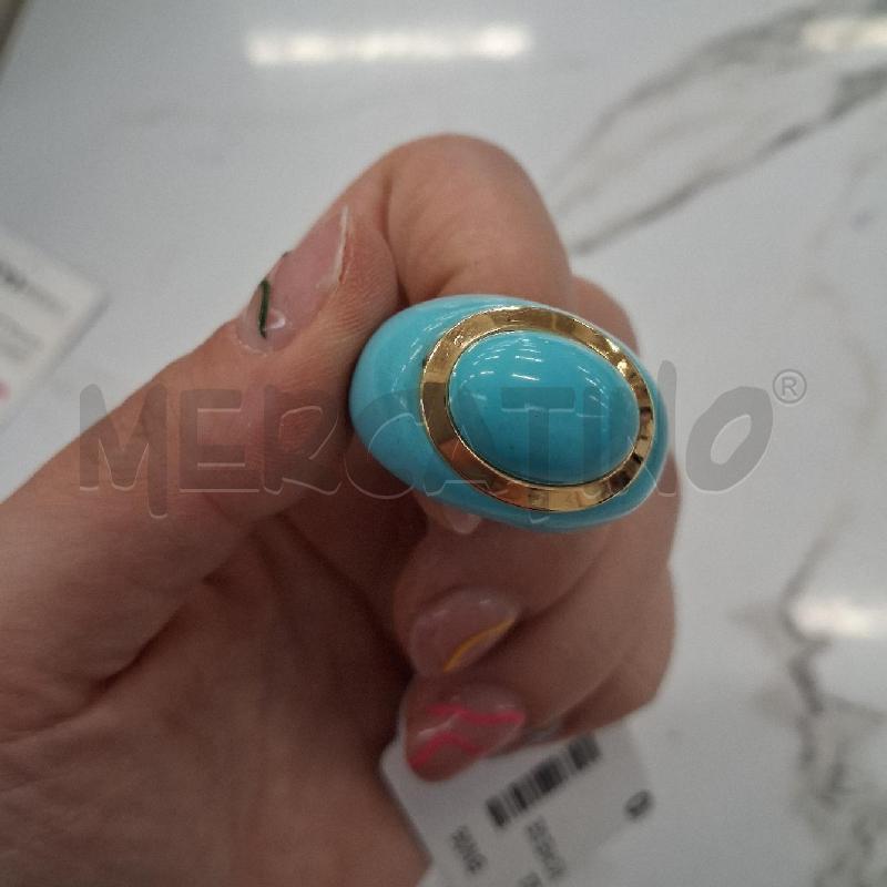 ANELLO DONNA TURCHESE CERCHIO DORATO  | Mercatino dell'Usato San giorgio del sannio 3