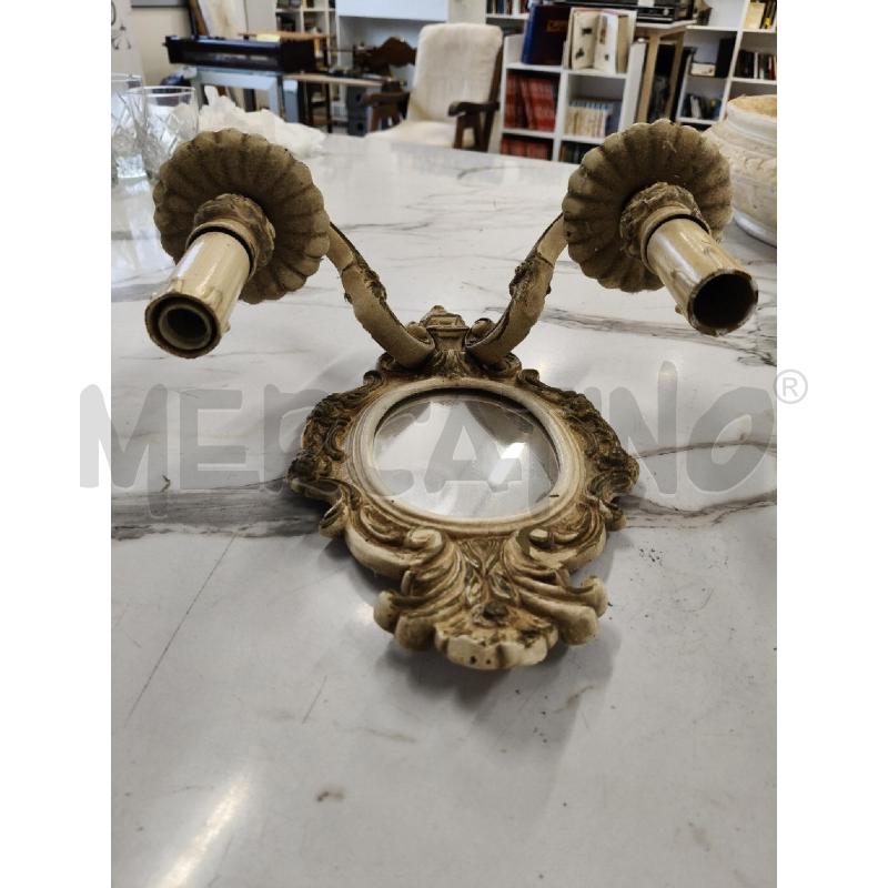 APPLIQUE OTTONE DUE BRACCIA CON SPECCHIO  | Mercatino dell'Usato San giorgio del sannio 3