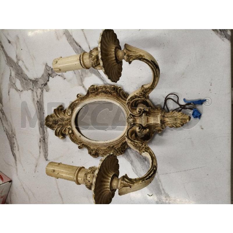 APPLIQUE OTTONE DUE CANDELABRI CON SPECCHIO  | Mercatino dell'Usato San giorgio del sannio 1