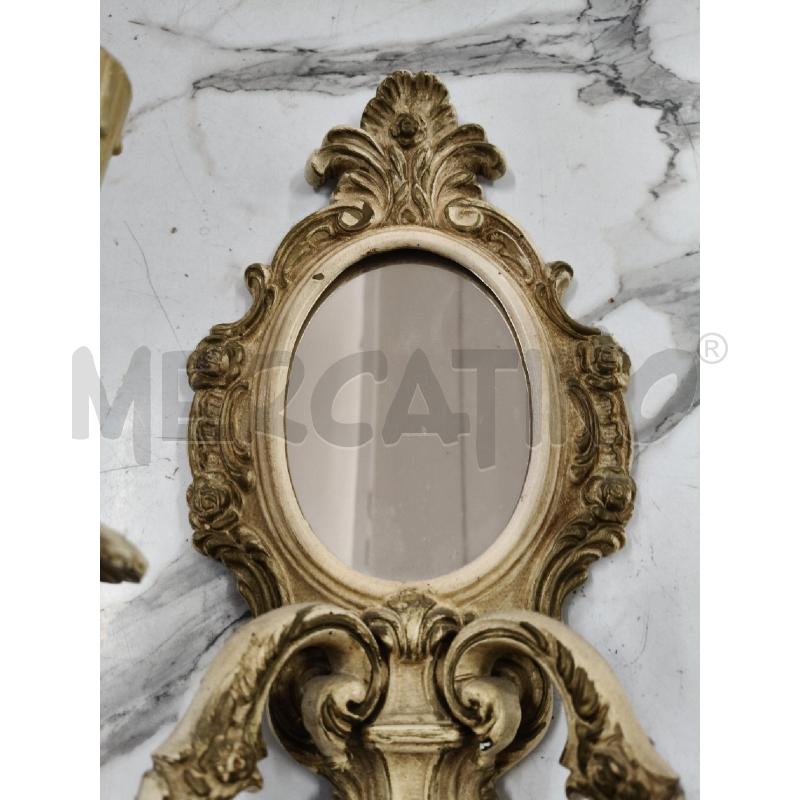 APPLIQUE OTTONE DUE CANDELABRI CON SPECCHIO  | Mercatino dell'Usato San giorgio del sannio 2