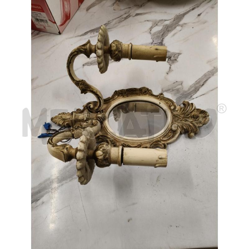 APPLIQUE OTTONE DUE CANDELABRI CON SPECCHIO  | Mercatino dell'Usato San giorgio del sannio 3