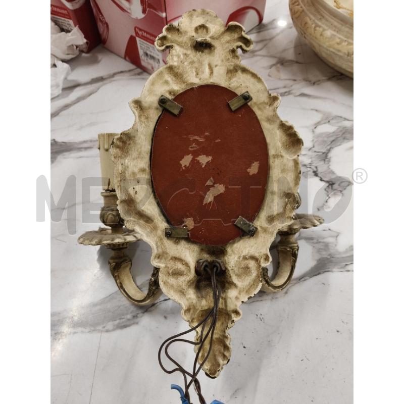 APPLIQUE OTTONE DUE CANDELABRI CON SPECCHIO  | Mercatino dell'Usato San giorgio del sannio 4