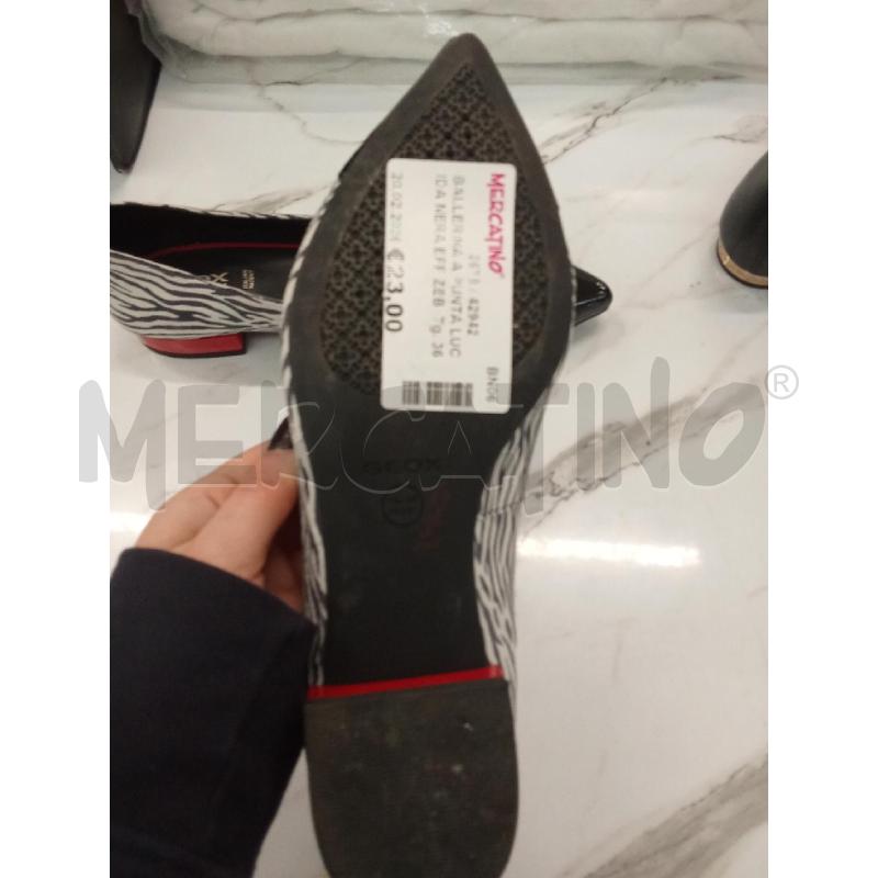BALLERINA A PUNTA LUCIDA NERA EFF ZEBRATO GEOX TACCHETTO ROSSO  | Mercatino dell'Usato San giorgio del sannio 3