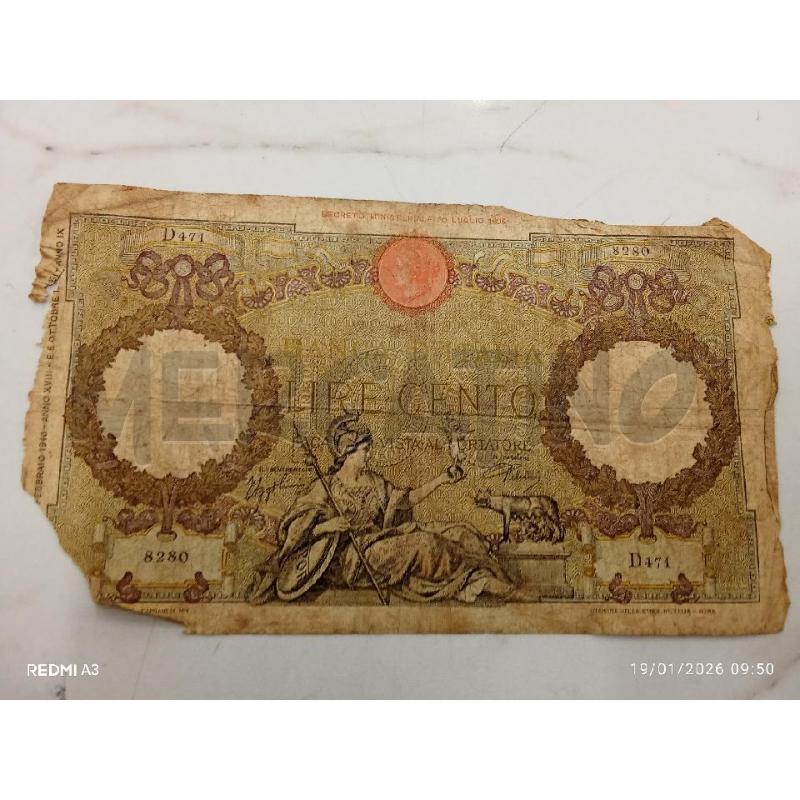 BANCO LIRE 100 BANCA D'ITALIA 1940 STRAPPI DIFETTI  | Mercatino dell'Usato San giorgio del sannio 2