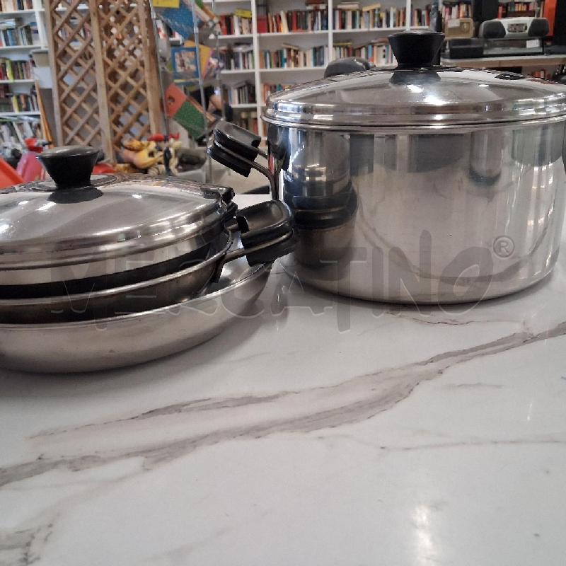 BATTERIA PENTOLE ACCIAIO TRIPLO FONDO INOX PRAN | Mercatino dell'Usato San giorgio del sannio 4