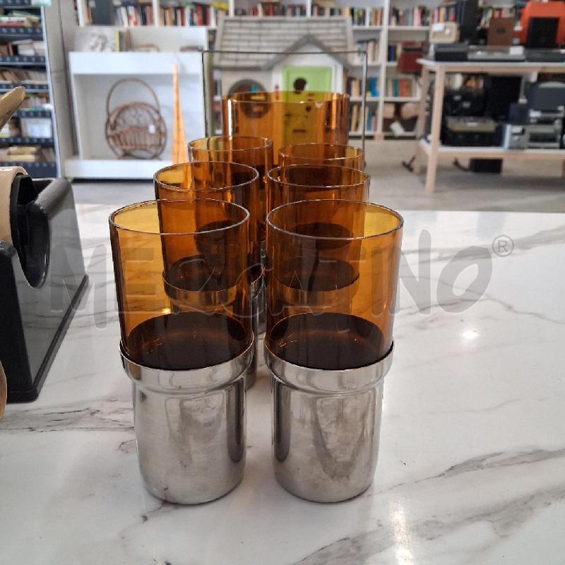 BICCHIERI PZ. 6+SECCHIELLO GHIACCIO VETROACCIAIO INOX PRAN ANNI 70 | Mercatino dell'Usato San giorgio del sannio 1