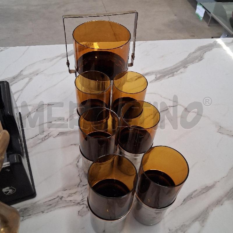 BICCHIERI PZ. 6+SECCHIELLO GHIACCIO VETROACCIAIO INOX PRAN ANNI 70 | Mercatino dell'Usato San giorgio del sannio 2