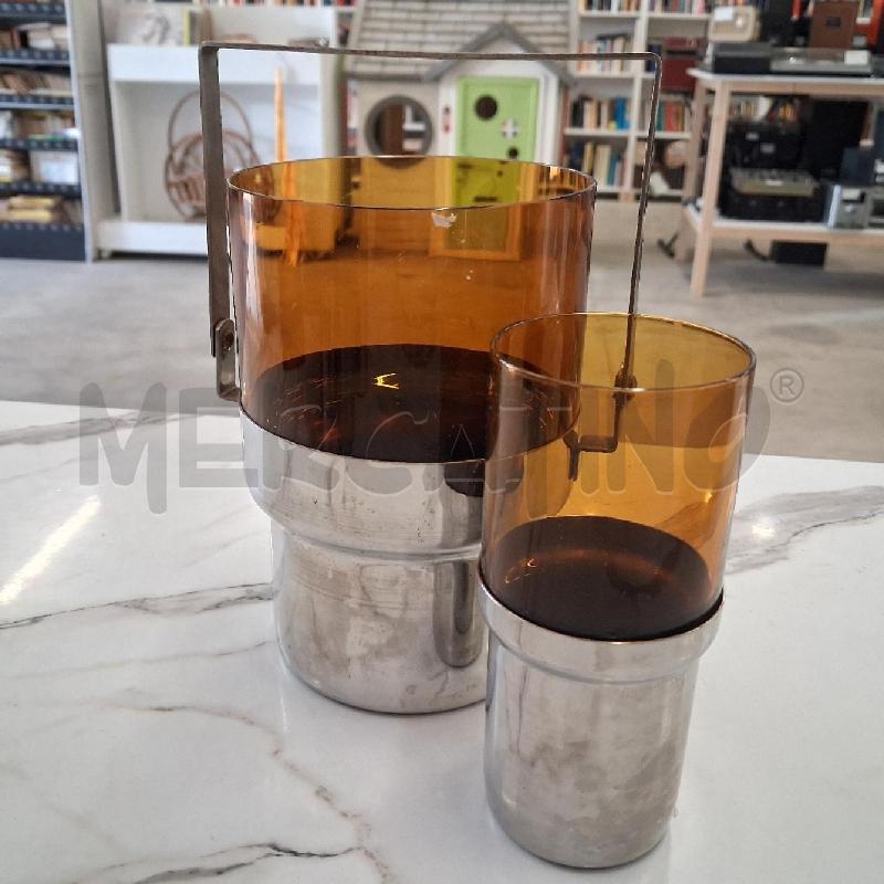 BICCHIERI PZ. 6+SECCHIELLO GHIACCIO VETROACCIAIO INOX PRAN ANNI 70 | Mercatino dell'Usato San giorgio del sannio 3