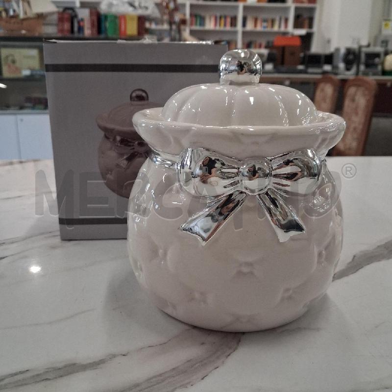 BISCOTTIERA CERAMICA FIOCCO ARGENTATO  | Mercatino dell'Usato San giorgio del sannio 1