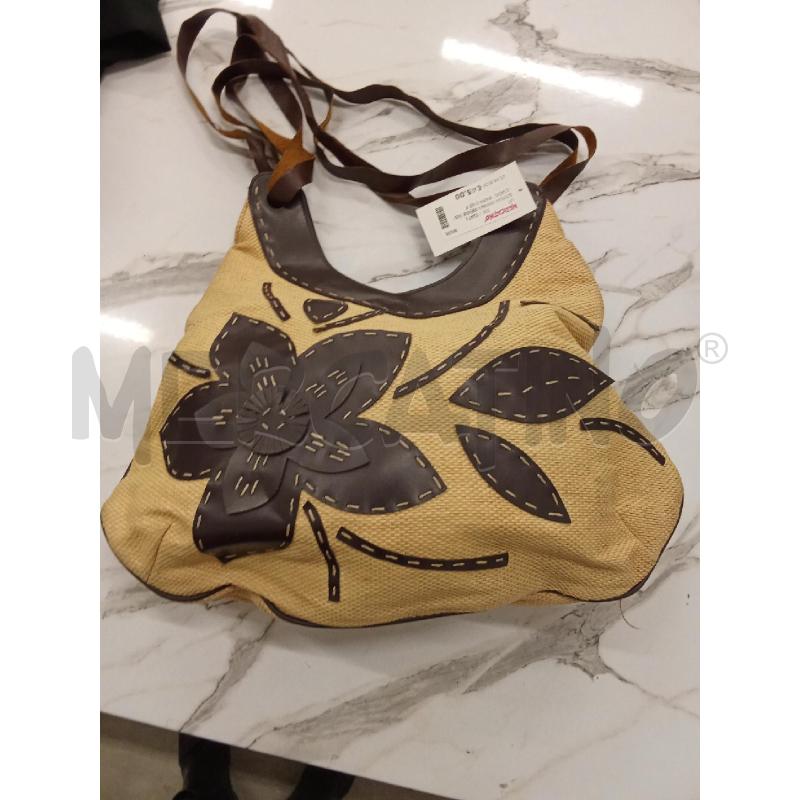 BORSA DONNA BEIGE INS CUOIO MARRONE FIORI BRACCIALINI | Mercatino dell'Usato San giorgio del sannio 1