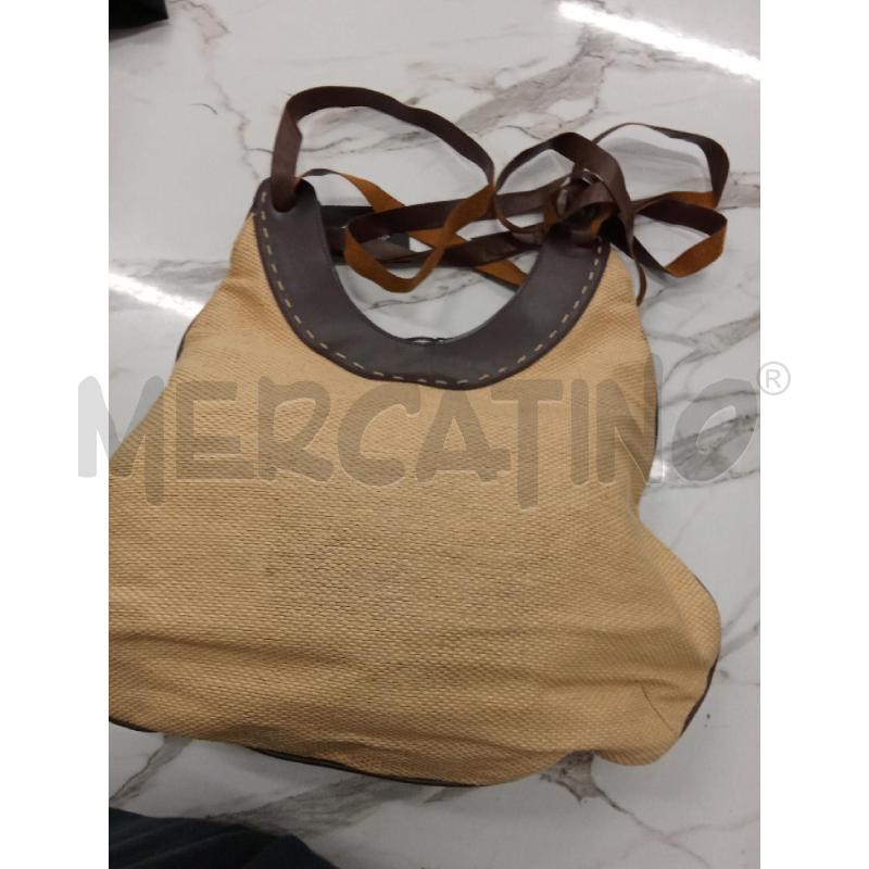 BORSA DONNA BEIGE INS CUOIO MARRONE FIORI BRACCIALINI | Mercatino dell'Usato San giorgio del sannio 3