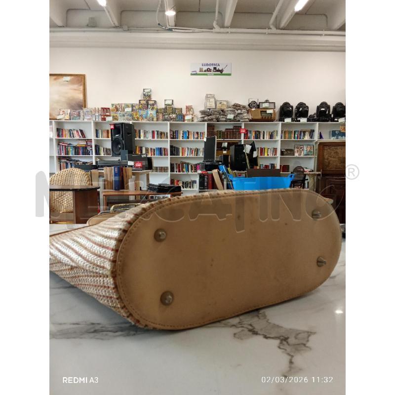 BORSA DONNA BEIGE PAGLIA INTRECCIATA MANICI LUNGHI ABACO | Mercatino dell'Usato San giorgio del sannio 3