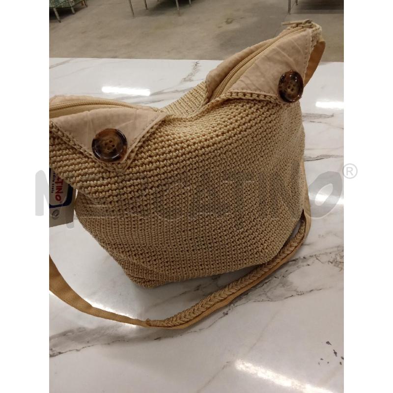 BORSA DONNA BEIGE UNCINETTO FIORI FARFALLE FILO VERDE  | Mercatino dell'Usato San giorgio del sannio 4