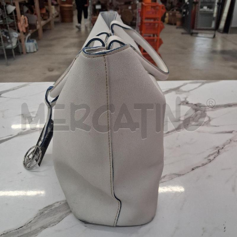 BORSA DONNA BIANCA SIMILPELLE LOGO METALLICO INTERNO BLU  | Mercatino dell'Usato San giorgio del sannio 4