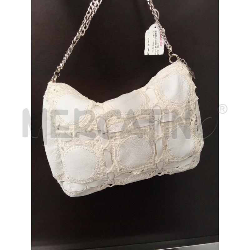 BORSA DONNA BIANCA UNCINETTO MISTO SIMILPELLE SPALLA TRACOLLA ARGENTATA | Mercatino dell'Usato San giorgio del sannio 2