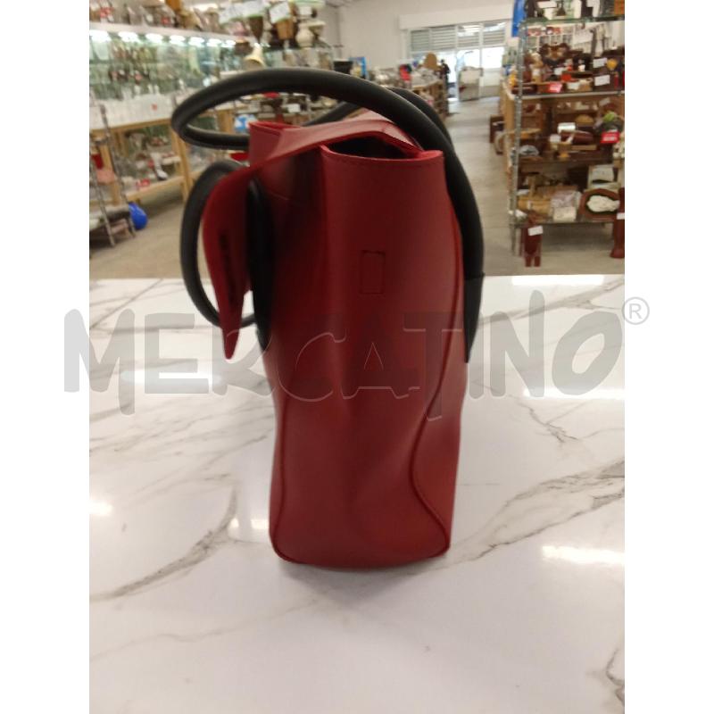 BORSA DONNA BORDEAUX CON MANICI ASPALLA NERI PARTICOLARI + TRACOLLA  | Mercatino dell'Usato San giorgio del sannio 3
