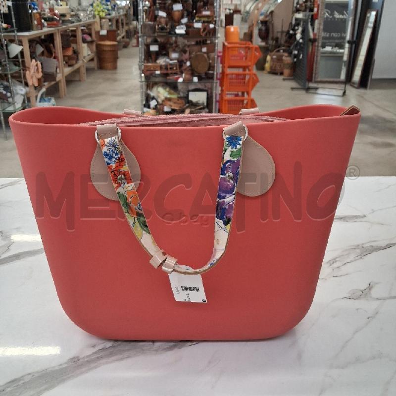 BORSA DONNA FUCSIA MANICI PELLE CIPRIA FIORI O BAG  | Mercatino dell'Usato San giorgio del sannio 1
