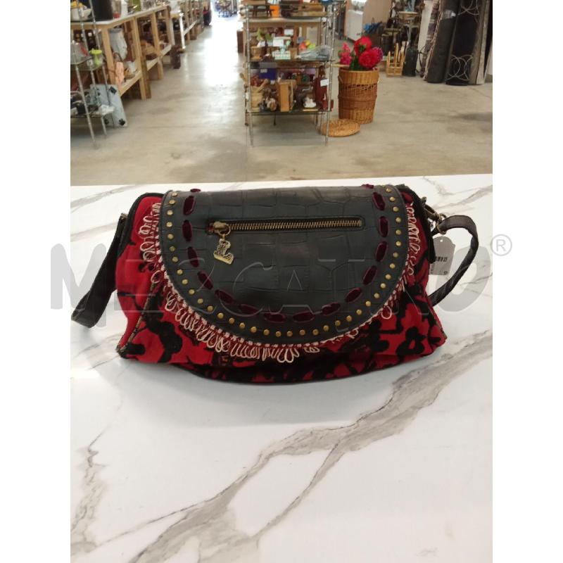 BORSA DONNA NERA ROSSA CON MOTIVI DAMASCATI DISIGUAL  | Mercatino dell'Usato San giorgio del sannio 1