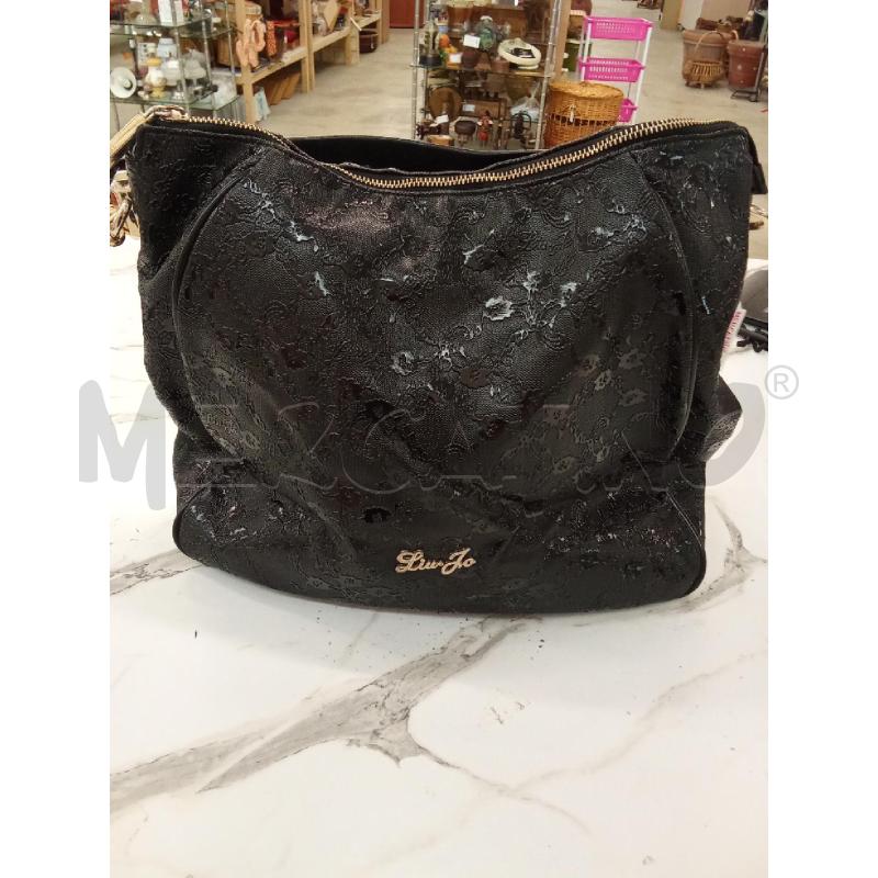 BORSA DONNA SPALLA NERA LIU JO RILIEVO FIORI  | Mercatino dell'Usato San giorgio del sannio 1