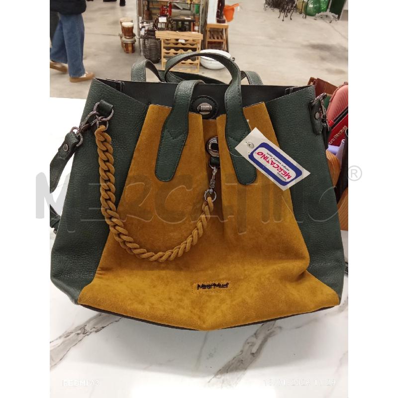BORSA DONNA VERDE E GIALLA SCAMOSCIATA MIMI MUA CON CATENINA | Mercatino dell'Usato San giorgio del sannio 1