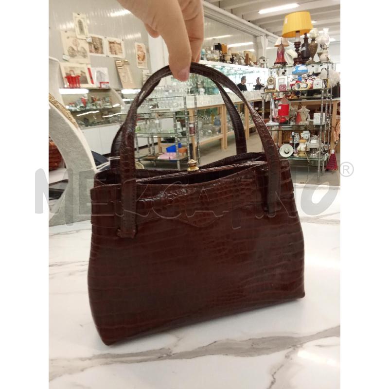 BORSA DONNA VINTAGE PELLE MARRONE TARTARUGATA  | Mercatino dell'Usato San giorgio del sannio 3