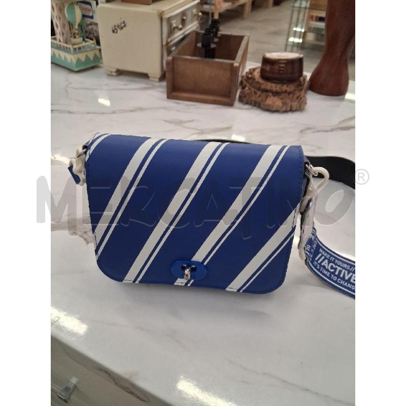 BORSETTA DONNA BLU ELETTRICO CON RIGHE BIANCHE MINI O BAG | Mercatino dell'Usato San giorgio del sannio 1