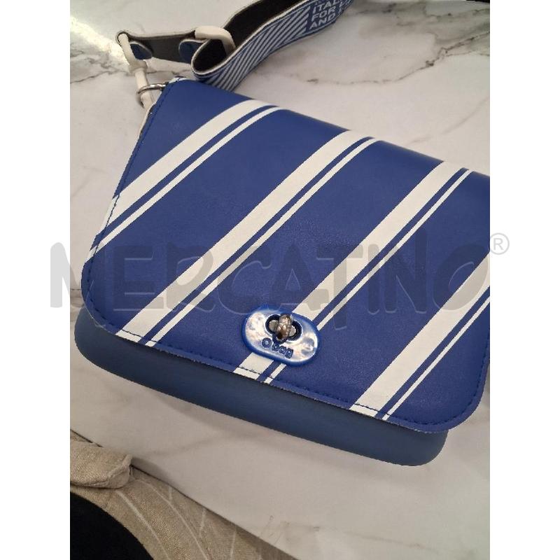 BORSETTA DONNA BLU ELETTRICO CON RIGHE BIANCHE MINI O BAG | Mercatino dell'Usato San giorgio del sannio 3