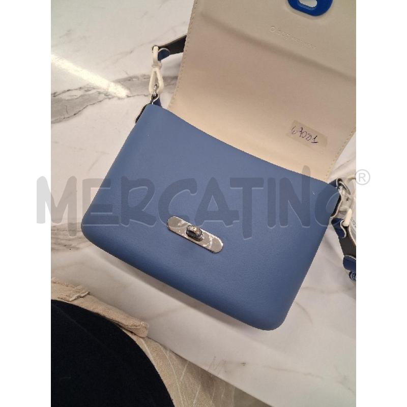 BORSETTA DONNA BLU ELETTRICO CON RIGHE BIANCHE MINI O BAG | Mercatino dell'Usato San giorgio del sannio 4