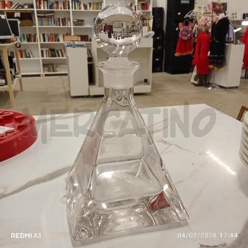BOTTIGLIA CRISTALLO SERIGRAF FIORI BASE QUADRATA  | Mercatino dell'Usato San giorgio del sannio 1