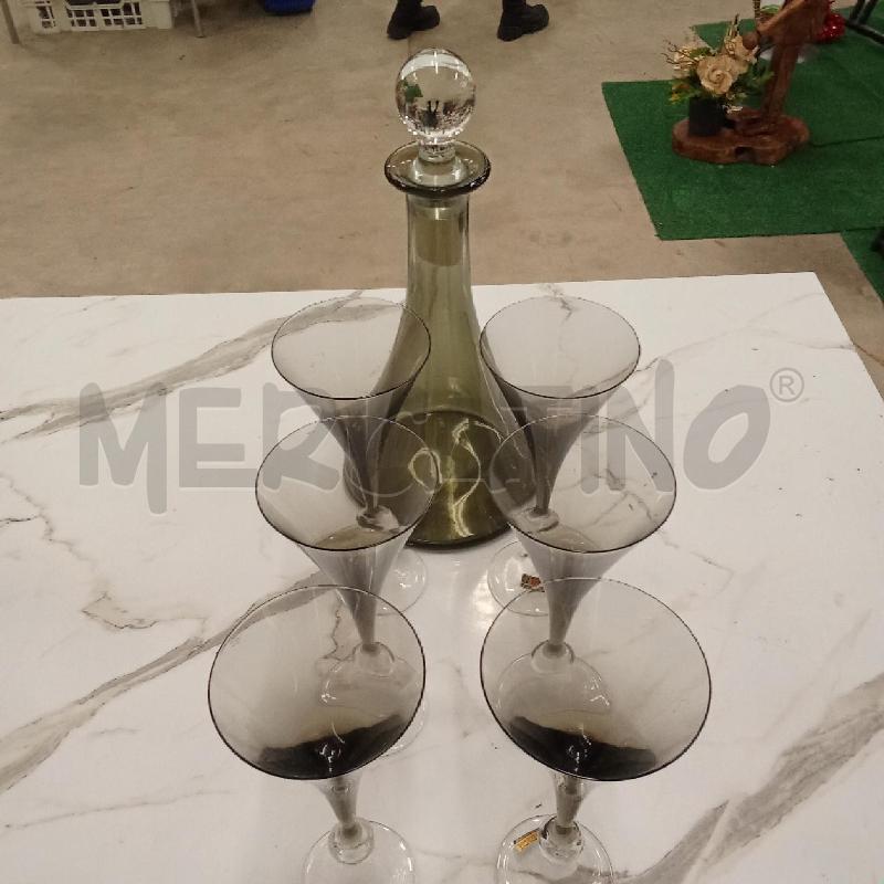 BOTTIGLIA CRISTALLO VETRO FUMÈ + CALICI  | Mercatino dell'Usato San giorgio del sannio 2