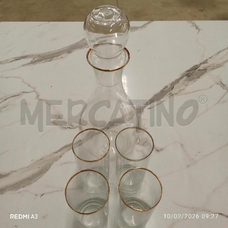 BOTTIGLIA + BICCHIERI RIGA DORATA CRISTALLO | Mercatino dell'Usato San giorgio del sannio 2