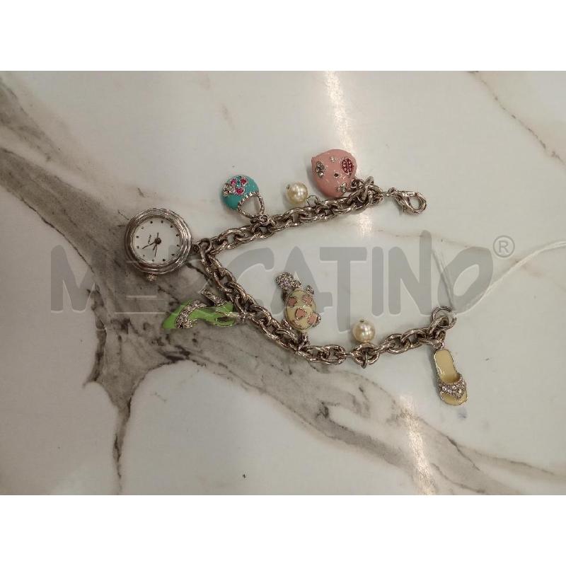 BRACCIALE ARGENTATO CIONDOLO OROLOGIO PENDENTE TARTARUGA CUORE | Mercatino dell'Usato San giorgio del sannio 1