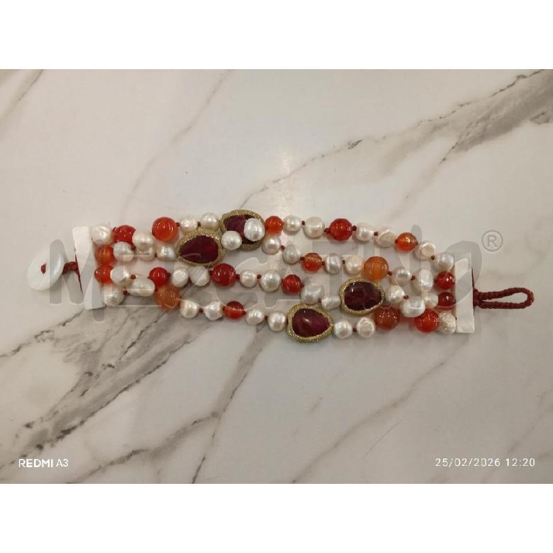 BRACCIALE ARTIGIANALE PIETRE BIANCHE ARANCIO  | Mercatino dell'Usato San giorgio del sannio 1