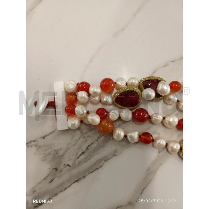 BRACCIALE ARTIGIANALE PIETRE BIANCHE ARANCIO  | Mercatino dell'Usato San giorgio del sannio 2